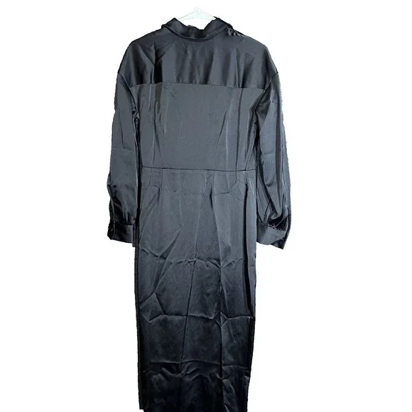 New Banana Republic Black Satin Wrap Dress Womens Size 2P Petite Party Formal - Picture 3 of 13